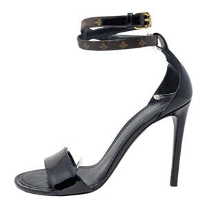 Louis Vuitton Call Back monogram strappy ankle wrap sandal stiletto black 37